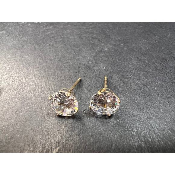 NEW 14k gold 7mm CZ stud earrings - Picture 6 of 11